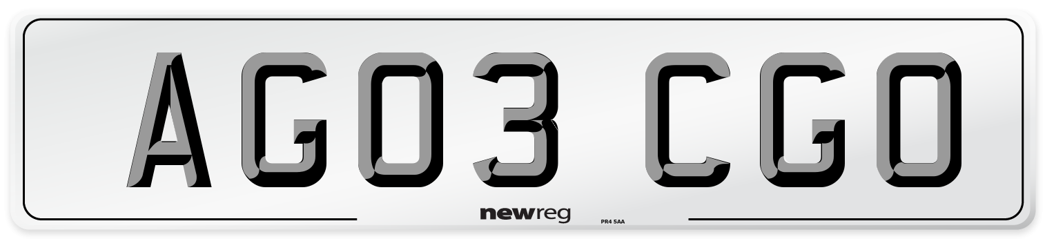AG03 CGO Number Plate from New Reg